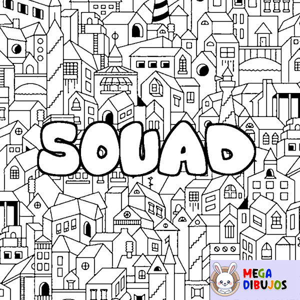 Coloraci&oacute;n del nombre SOUAD - decorado ciudad