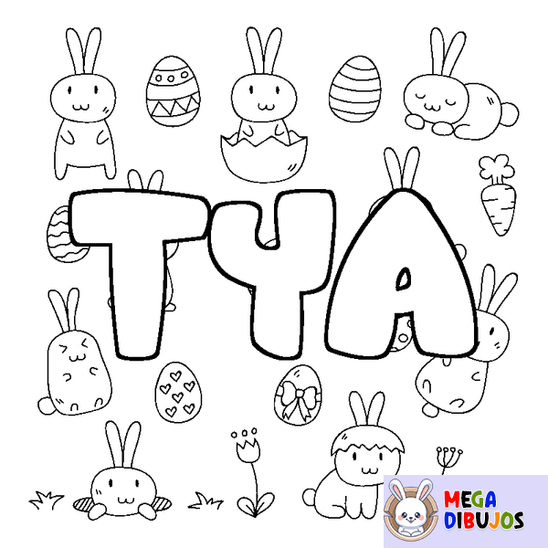 Coloraci&oacute;n del nombre TYA - decorado Pascua