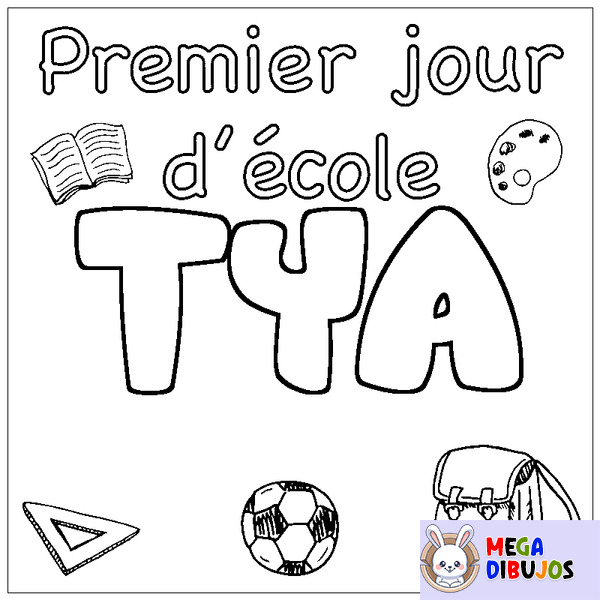 Coloraci&oacute;n del nombre TYA - decorado primer d&iacute;a de escuela
