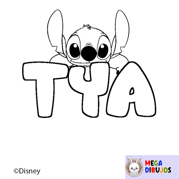 Coloraci&oacute;n del nombre TYA - decorado Stitch