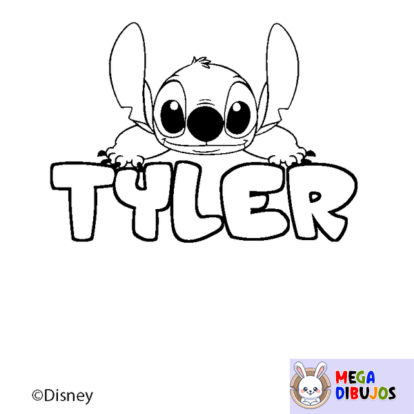 Coloraci&oacute;n del nombre TYLER - decorado Stitch