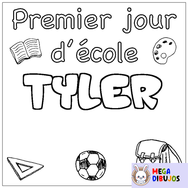 Coloraci&oacute;n del nombre TYLER - decorado primer d&iacute;a de escuela