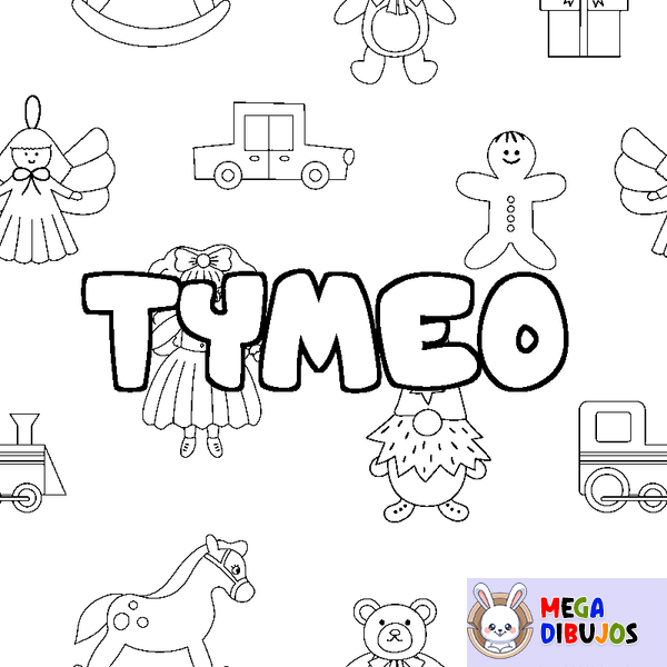 Coloraci&oacute;n del nombre TYMEO - decorado juguetes