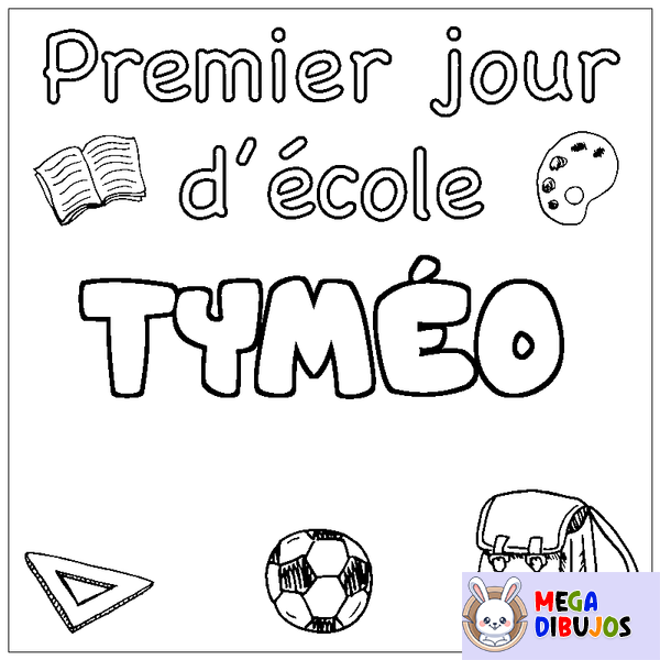Coloraci&oacute;n del nombre TYM&Eacute;O - decorado primer d&iacute;a de escuela