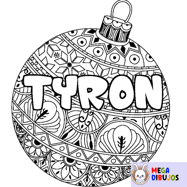 Coloraci&oacute;n del nombre TYRON - decorado bola de Navidad