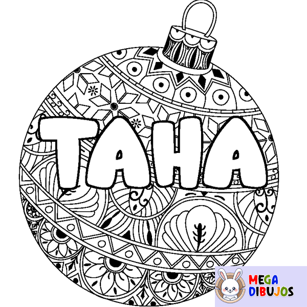 Coloraci&oacute;n del nombre TAHA - decorado bola de Navidad