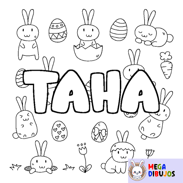 Coloraci&oacute;n del nombre TAHA - decorado Pascua