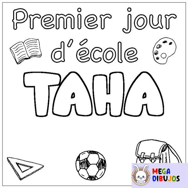 Coloraci&oacute;n del nombre TAHA - decorado primer d&iacute;a de escuela
