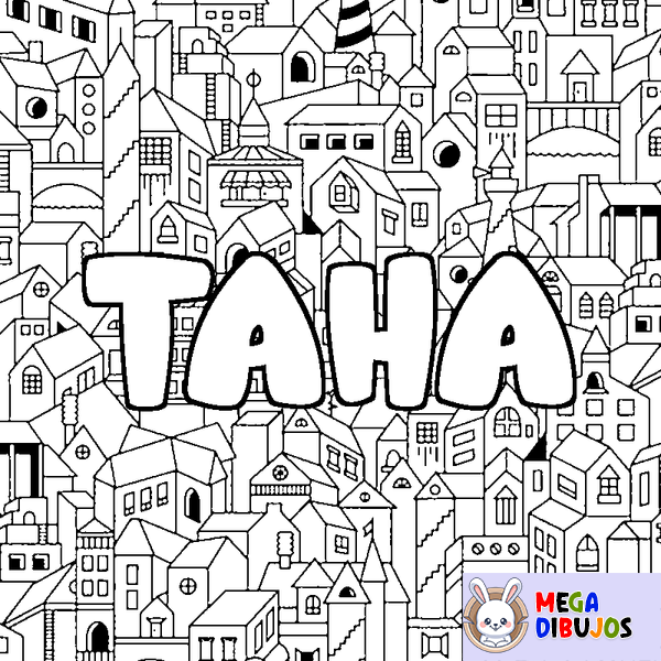 Coloraci&oacute;n del nombre TAHA - decorado ciudad