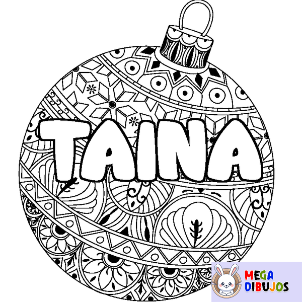 Coloraci&oacute;n del nombre TAINA - decorado bola de Navidad