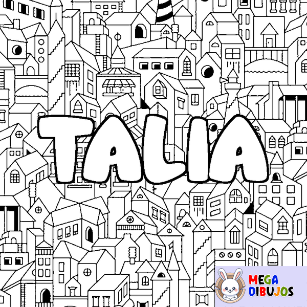 Coloraci&oacute;n del nombre TALIA - decorado ciudad
