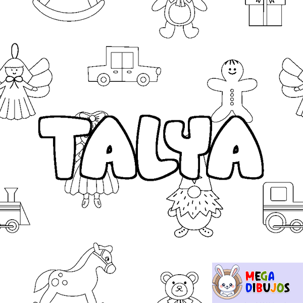 Coloraci&oacute;n del nombre TALYA - decorado juguetes