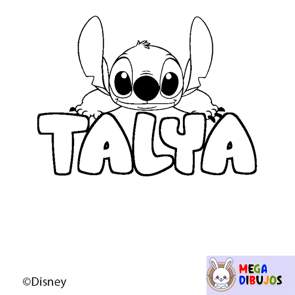 Coloraci&oacute;n del nombre TALYA - decorado Stitch