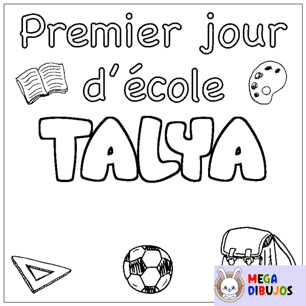 Coloraci&oacute;n del nombre TALYA - decorado primer d&iacute;a de escuela