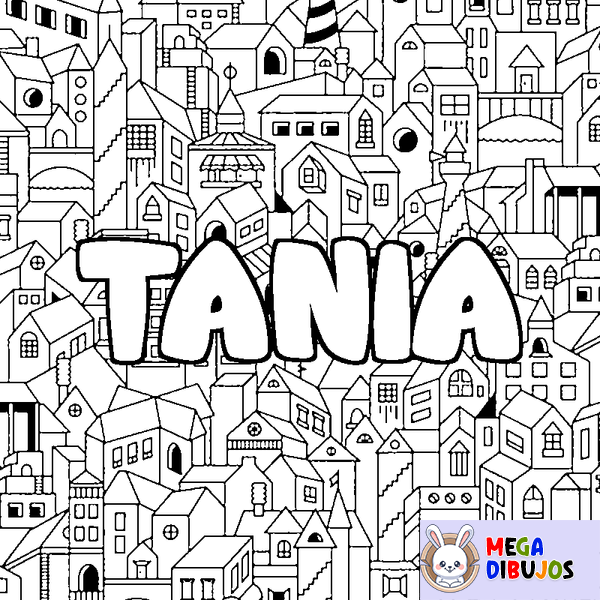 Coloraci&oacute;n del nombre TANIA - decorado ciudad