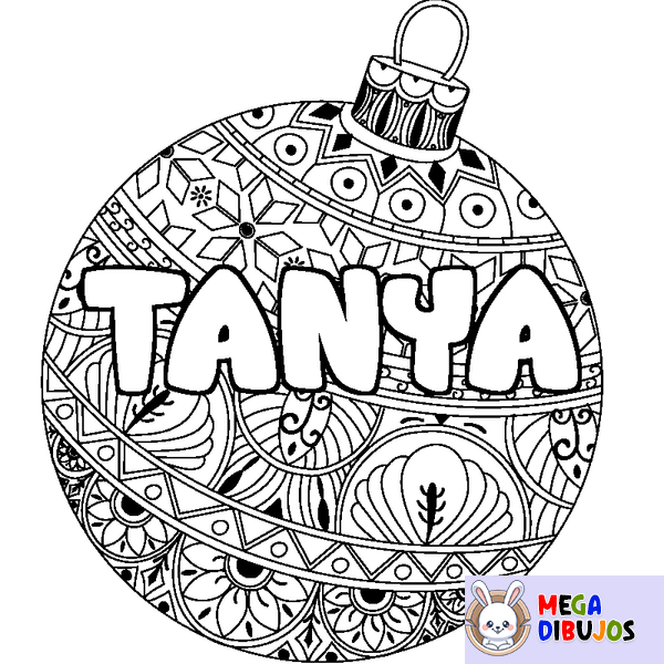 Coloraci&oacute;n del nombre TANYA - decorado bola de Navidad