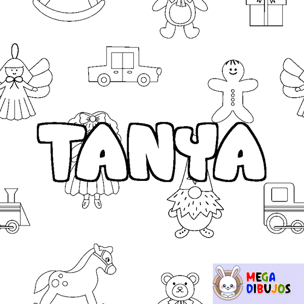 Coloraci&oacute;n del nombre TANYA - decorado juguetes