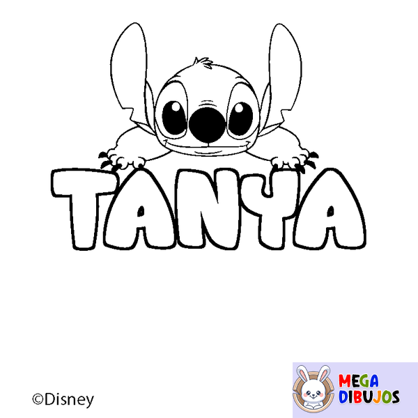 Coloraci&oacute;n del nombre TANYA - decorado Stitch