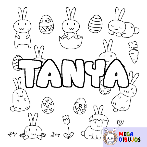Coloraci&oacute;n del nombre TANYA - decorado Pascua