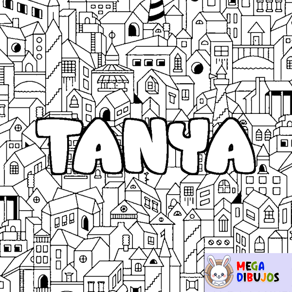 Coloraci&oacute;n del nombre TANYA - decorado ciudad