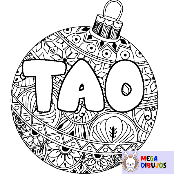 Coloraci&oacute;n del nombre TAO - decorado bola de Navidad