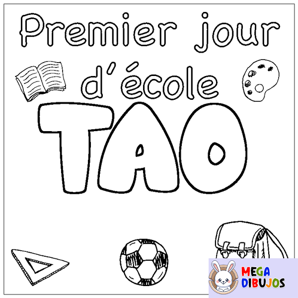 Coloraci&oacute;n del nombre TAO - decorado primer d&iacute;a de escuela
