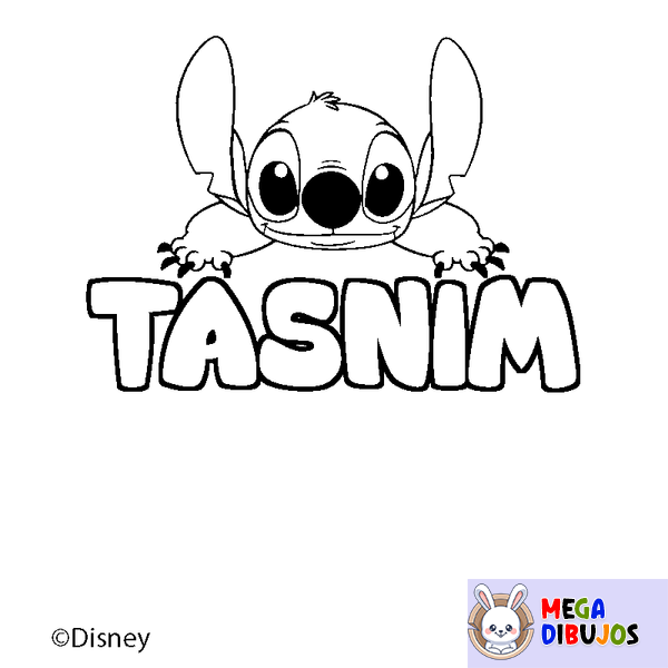 Coloraci&oacute;n del nombre TASNIM - decorado Stitch