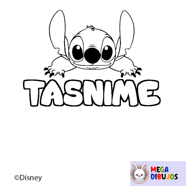 Coloraci&oacute;n del nombre TASNIME - decorado Stitch
