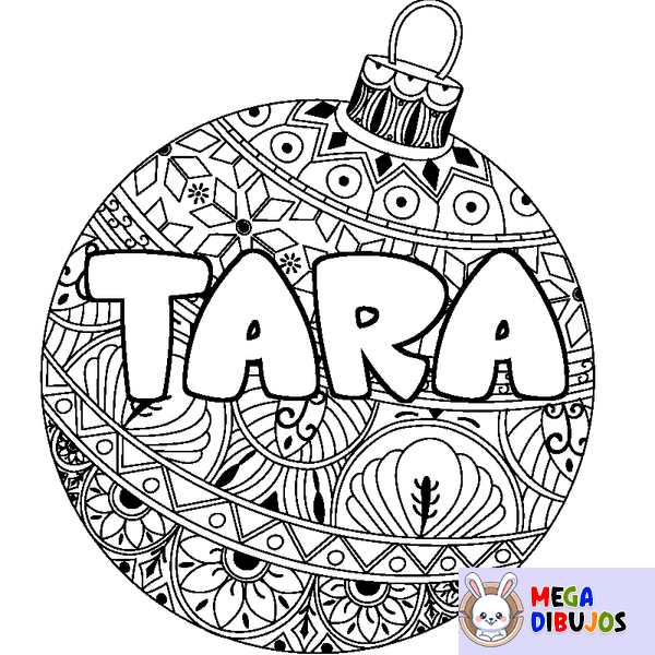 Coloraci&oacute;n del nombre TARA - decorado bola de Navidad