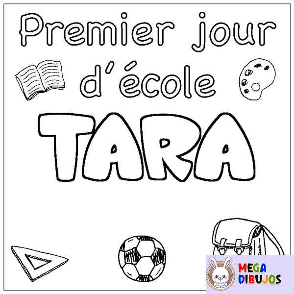Coloraci&oacute;n del nombre TARA - decorado primer d&iacute;a de escuela