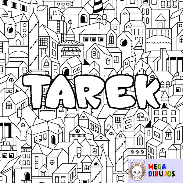 Coloraci&oacute;n del nombre TAREK - decorado ciudad