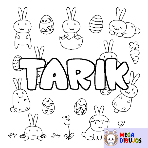 Coloraci&oacute;n del nombre TARIK - decorado Pascua