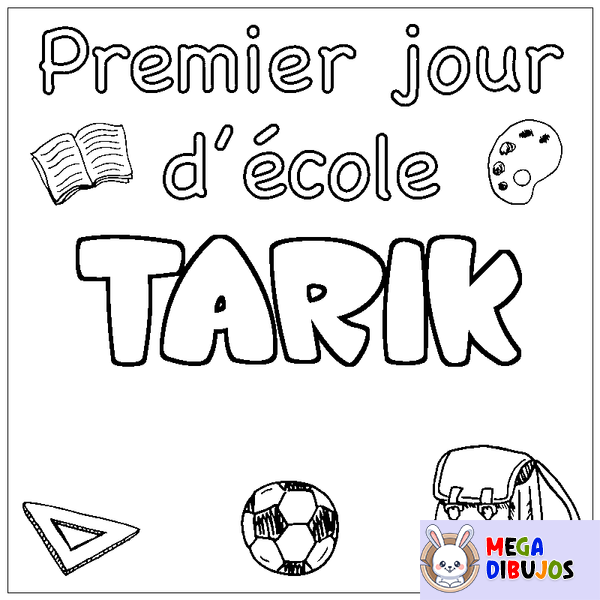 Coloraci&oacute;n del nombre TARIK - decorado primer d&iacute;a de escuela