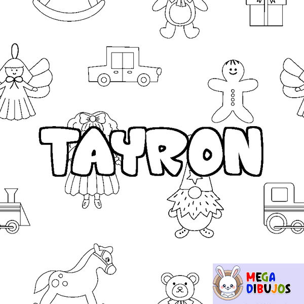 Coloraci&oacute;n del nombre TAYRON - decorado juguetes