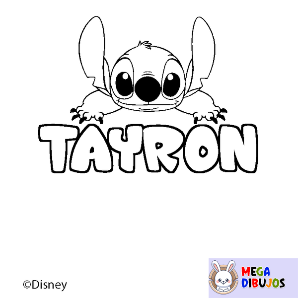 Coloraci&oacute;n del nombre TAYRON - decorado Stitch