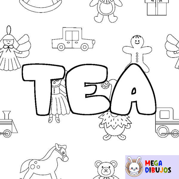Coloraci&oacute;n del nombre TEA - decorado juguetes