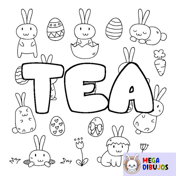 Coloraci&oacute;n del nombre TEA - decorado Pascua