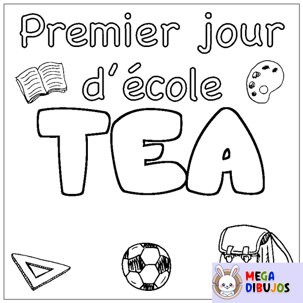 Coloraci&oacute;n del nombre TEA - decorado primer d&iacute;a de escuela