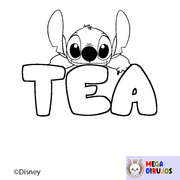 Coloraci&oacute;n del nombre TEA - decorado Stitch