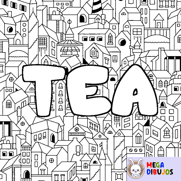 Coloraci&oacute;n del nombre TEA - decorado ciudad