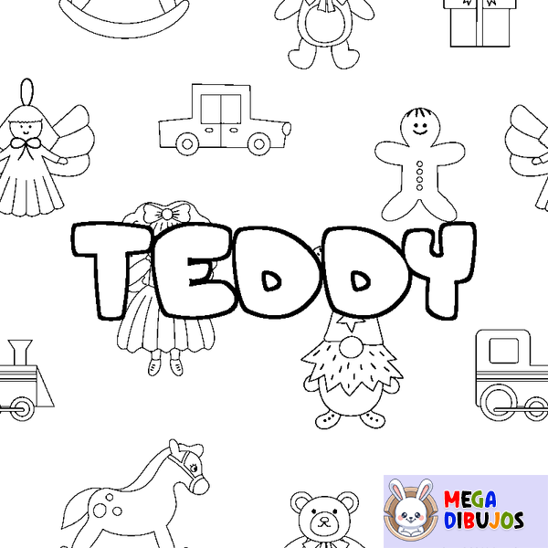 Coloraci&oacute;n del nombre TEDDY - decorado juguetes
