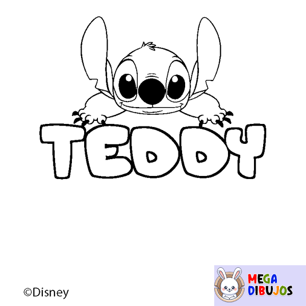 Coloraci&oacute;n del nombre TEDDY - decorado Stitch