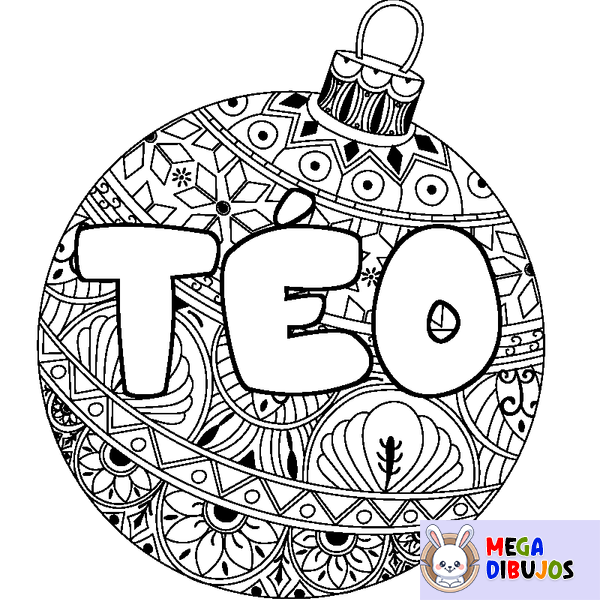 Coloraci&oacute;n del nombre T&Eacute;O - decorado bola de Navidad