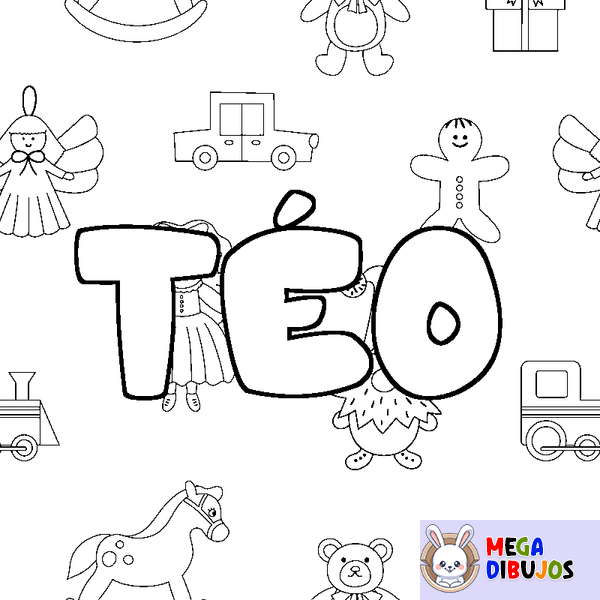 Coloraci&oacute;n del nombre T&Eacute;O - decorado juguetes