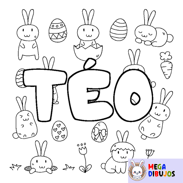 Coloraci&oacute;n del nombre T&Eacute;O - decorado Pascua