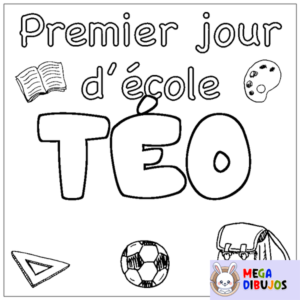 Coloraci&oacute;n del nombre T&Eacute;O - decorado primer d&iacute;a de escuela