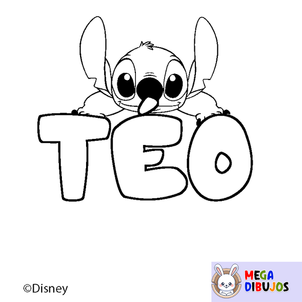 Coloraci&oacute;n del nombre T&Eacute;O - decorado Stitch