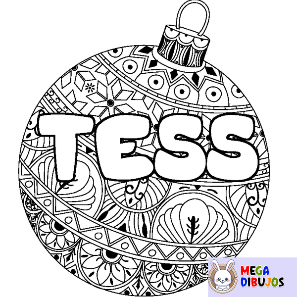 Coloraci&oacute;n del nombre TESS - decorado bola de Navidad