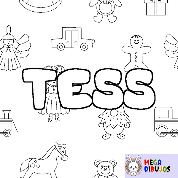 Coloraci&oacute;n del nombre TESS - decorado juguetes