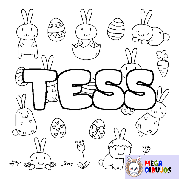 Coloraci&oacute;n del nombre TESS - decorado Pascua